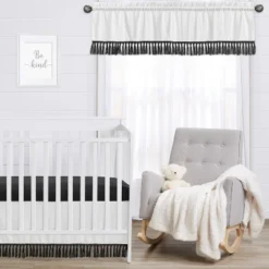 Sweet Jojo Designs Window Valance Treatment 54in. Boho Stitch Black And White -Smart Baby Decor GUEST 4ddc5456 f4d6 40bd b352 774408460af8