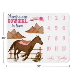 Sweet Jojo Designs Girl Baby Milestone Blanket Western Cowgirl Pink Brown And Beige -Smart Baby Decor GUEST 4f69bdf1 e24f 47f6 ae43 26bcda6c1660