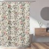Sweet Jojo Designs Shower Curtain 72in.x72in. Vintage Floral Pink Green Yellow White