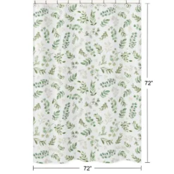 Sweet Jojo Designs Shower Curtain 72in.x72in. Botanical Green And White -Smart Baby Decor GUEST 5232ca90 8b91 4432 8ac7 333c128c90c4