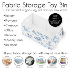 Sweet Jojo Designs Fabric Storage Toy Bin Botanical Blue And White Leaves -Smart Baby Decor GUEST 524451f7 54cd 41ee af57 44dd7ffc0cfe