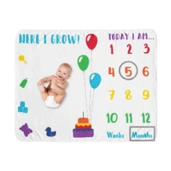 Sweet Jojo Designs Gender Neutral Unisex Baby Milestone Blanket Here I Grow Multicolor -Smart Baby Decor GUEST 5551c5b0 6a32 4c72 a849 92ef10f6674d