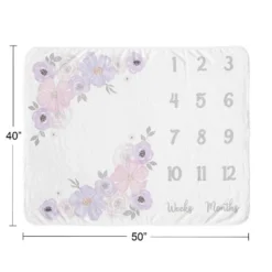 Sweet Jojo Designs Girl Milestone Swaddle Baby Blanket Watercolor Floral Purple Grey And Pink -Smart Baby Decor GUEST 55787efb a746 485c 8c6c 8b2571e3ebda