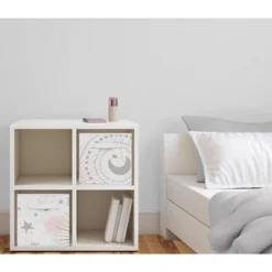 Sweet Jojo Designs Girl Set Of 2 Kids' Decorative Fabric Storage Bins Celestial Pink Gold And Grey