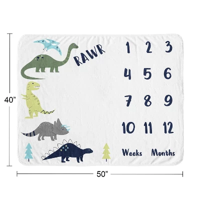 3 Piece Set Sweet Jojo Designs Boy Milestone Swaddle Baby Blanket Mod Dinosaur Collection 4 3 Piece Set Sweet Jojo Designs Boy Milestone Swaddle Baby Blanket Mod Dinosaur Collection - Image 2