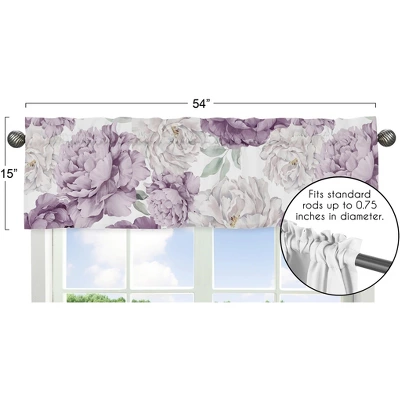 Sweet Jojo Designs Girl Window Valance Treatment 54in. Peony Floral Garden Purple Ivory And Green 6 Sweet Jojo Designs Girl Window Valance Treatment 54in. Peony Floral Garden Purple Ivory And Green - Image 4