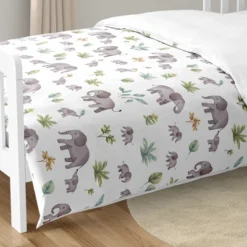 Sweet Jojo Designs Gender Neutral Unisex Toddler Bedding Set Watercolor Elephants Grey Green And Blue 5pc -Smart Baby Decor GUEST 5eb6d281 0527 4067 b6c9 67b0f53d504a