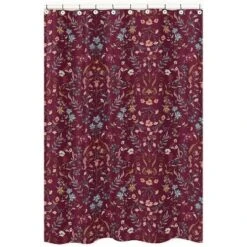 Sweet Jojo Designs Shower Curtain 72in.x72in. Boho Floral Wildflower Red Orange And Blue -Smart Baby Decor GUEST 5fe71b32 d614 4259 90ce a66d9344c154