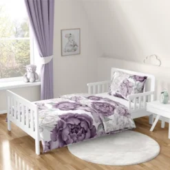 Sweet Jojo Designs Girl Toddler Bedding Set Peony Floral Garden Purple Ivory And Green 5pc -Smart Baby Decor GUEST 61a3259a ac0c 44e8 851b e9ce97f394f8