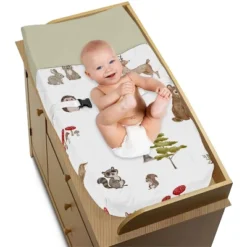 Sweet Jojo Designs Boy Girl Gender Neutral Unisex Changing Pad Cover Watercolor Woodland Forest Animals Multicolor