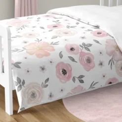 Sweet Jojo Designs Girl Toddler Bedding Set Watercolor Floral Pink And Grey 5pc. -Smart Baby Decor GUEST 67445626 377f 42d3 8092 930d8eb9cab0