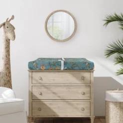 Sweet Jojo Designs Girl Changing Pad Sheet Boho Floral Wildflower Blue Orange And Pink