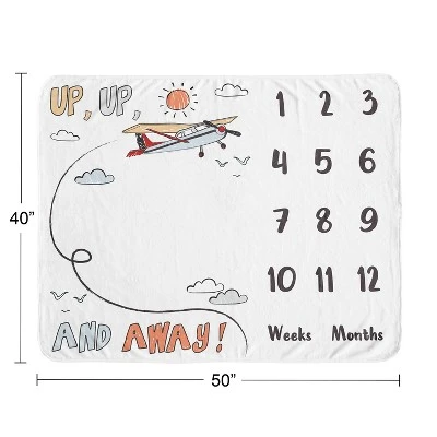 Sweet Jojo Designs Boy Baby Milestone Blanket Airplane Red Blue And White 4 Sweet Jojo Designs Boy Baby Milestone Blanket Airplane Red Blue And White - Image 2