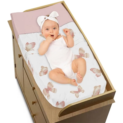 Sweet Jojo Designs Girl Changing Pad Cover Butterfly Pink And Taupe 4 Sweet Jojo Designs Girl Changing Pad Cover Butterfly Pink And Taupe - Image 2