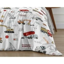 Sweet Jojo Designs Full/Queen Comforter Bedding Set Construction Truck Red Blue And Grey 3pc -Smart Baby Decor GUEST 6e1cd7ab ff6e 42a2 a378 fac31ab75521