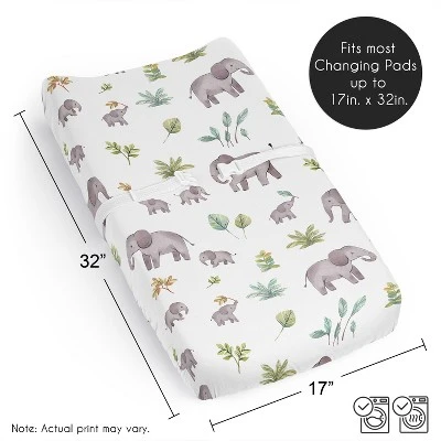 Sweet Jojo Designs Gender Neutral Unisex Changing Pad Sheet Watercolor Elephants Grey Green And Blue 7 Sweet Jojo Designs Gender Neutral Unisex Changing Pad Sheet Watercolor Elephants Grey Green And Blue - Image 5