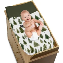 Sweet Jojo Designs Gender Neutral Unisex Changing Pad Cover Woodland Pine Tree Green And White -Smart Baby Decor GUEST 757bd241 867f 47ef 80d9 e7ec0a4969fd