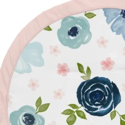 Sweet Jojo Designs Girl Baby Tummy Time Playmat Watercolor Floral Blue Pink And White -Smart Baby Decor GUEST 77576e2e 1773 40ae 8910 79157204b0c9