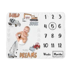 Sweet Jojo Designs Boy Baby Milestone Blanket Construction Truck Red Blue And Grey -Smart Baby Decor GUEST 78f91479 8322 4499 978b b5a7cbe6811c