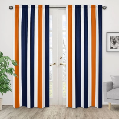 Navy & Orange Stripe Curtain Panels - Sweet Jojo Designs 3 Navy & Orange Stripe Curtain Panels - Sweet Jojo Designs
