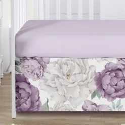 Sweet Jojo Designs Girl Baby Crib Bed Skirt Peony Floral Garden Purple And Ivory -Smart Baby Decor GUEST 7bf42779 33a8 4744 b038 049a4aefa79b