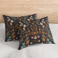 Sweet Jojo Designs Girl Full/Queen Comforter Bedding Set Boho Floral Wildflower Black Orange Green Blue 3pc -Smart Baby Decor GUEST 7c73178c 12da 43d0 9f53 42181de46c76
