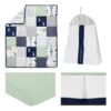 Sweet Jojo Designs Crib Bedding Set - Navy And Mint Woodsy - 4pc