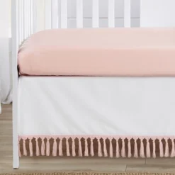 Sweet Jojo Designs Girl Baby Crib Bedding Set - Boho Fringe White And Pink Collection 4pc -Smart Baby Decor GUEST 7e94f68d d3e3 4aa0 acc2 b009935bd530