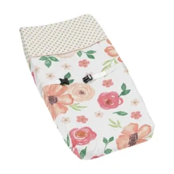 Sweet Jojo Designs Girl Changing Pad Cover Watercolor Floral Peach Green And Gold -Smart Baby Decor GUEST 800cb9cc f3b9 4cf7 b2f3 d71bf378f22b