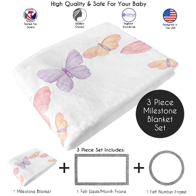 Sweet Jojo Designs Girl Baby Milestone Blanket Butterfly Blush Pink And Purple 3 Sweet Jojo Designs Girl Baby Milestone Blanket Butterfly Blush Pink And Purple