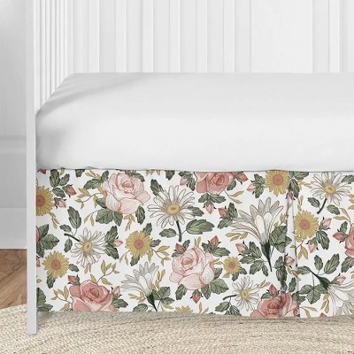 Sweet Jojo Designs Girl Baby Crib Bed Skirt Vintage Floral Pink Green And Yellow 4 Sweet Jojo Designs Girl Baby Crib Bed Skirt Vintage Floral Pink Green And Yellow - Image 2
