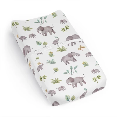 Sweet Jojo Designs Gender Neutral Unisex Changing Pad Sheet Watercolor Elephants Grey Green And Blue 8 Sweet Jojo Designs Gender Neutral Unisex Changing Pad Sheet Watercolor Elephants Grey Green And Blue - Image 6