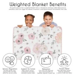 Sweet Jojo Designs Girl Toddler Weighted Blanket 5lbs. For Kids Watercolor Floral Pink And Grey -Smart Baby Decor GUEST 850f9809 b937 4507 836d fe054e0f84bb