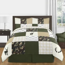 Sweet Jojo Designs Dust Ruffle Queen Bed Skirt Woodland Camo Solid Dark Green -Smart Baby Decor GUEST 86809457 9c84 4604 80f1 0d6b07701911