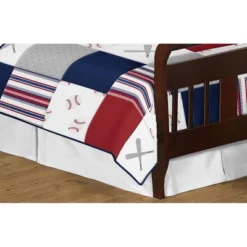 Sweet Jojo Designs Boy Toddler Bedding Set Baseball Patch Red, White, Blue And Grey 5 Pc -Smart Baby Decor GUEST 86ecb6d4 c320 484d 9916 4c4960faec51