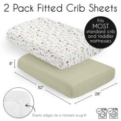 Sweet Jojo Designs Girl Fitted Crib Sheets Set Watercolor Floral Garden Green Orange And Beige 2pc -Smart Baby Decor GUEST 88d1b8a1 36a2 41f7 81b2 9fc682545529