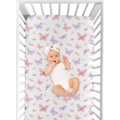 Sweet Jojo Designs Girl Baby Fitted Crib Sheet Butterfly Pink And Purple -Smart Baby Decor GUEST 89740205 cee1 49d6 85df 9f7453c91b5e