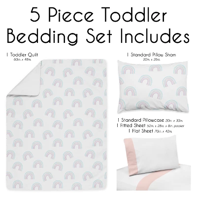 Sweet Jojo Designs Girl Toddler Bedding Set Rainbow Multicolor 5pc 4 Sweet Jojo Designs Girl Toddler Bedding Set Rainbow Multicolor 5pc - Image 2