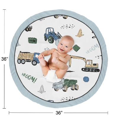 Sweet Jojo Designs Boy Baby Tummy Time Playmat Construction Truck Green Blue And Grey 5 Sweet Jojo Designs Boy Baby Tummy Time Playmat Construction Truck Green Blue And Grey - Image 3