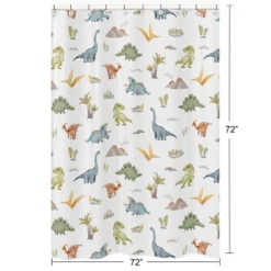 Sweet Jojo Designs Boy Shower Curtain 72in.x72in. Watercolor Dinosaur Dino Multicolor -Smart Baby Decor GUEST 8d082a0c b9d8 40e2 9e3f 966033a5d360