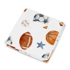 Sweet Jojo Designs Boy Fabric Storage Toy Bin Watercolor Sports Theme Blue Brown And Orange -Smart Baby Decor GUEST 8d8254bf e600 4e67 858e 1e371db53444