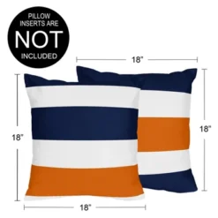 Sweet Jojo Designs Boy Girl Unisex/Gender Neutral Decorative Throw Pillow Covers 18in. (Pillow Inserts Not Included) Stripe Blue Orange And White 2pc -Smart Baby Decor GUEST 8f7c7597 0180 4ee0 85eb e7ccc51a23a7