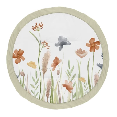 Sweet Jojo Designs Girl Baby Tummy Time Playmat Watercolor Floral Garden Green Blue And Orange 6 Sweet Jojo Designs Girl Baby Tummy Time Playmat Watercolor Floral Garden Green Blue And Orange - Image 4