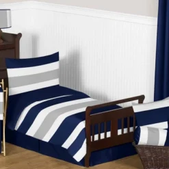 Navy & Gray Stripe Bedding Set (Toddler) - Sweet Jojo Designs -Smart Baby Decor GUEST 90e48c21 8a27 4fc6 ad49 49542b6be254