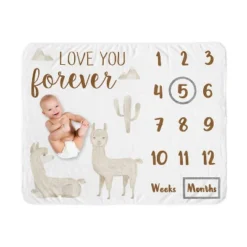 Sweet Jojo Designs Gender Neutral Baby Milestone Blanket Boho Llama Taupe And White -Smart Baby Decor GUEST 939c4c58 6d7e 4168 ad8c ac972a240a7c