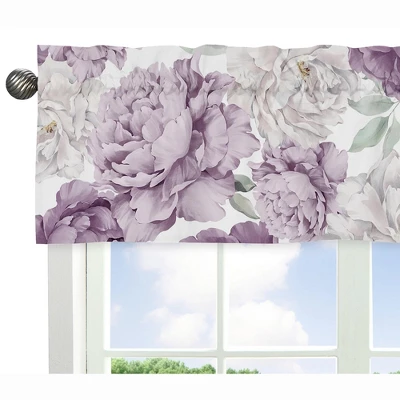 Sweet Jojo Designs Girl Window Valance Treatment 54in. Peony Floral Garden Purple Ivory And Green 5 Sweet Jojo Designs Girl Window Valance Treatment 54in. Peony Floral Garden Purple Ivory And Green - Image 3