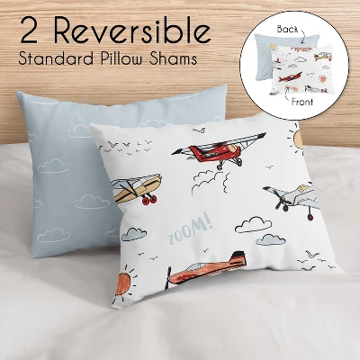 Sweet Jojo Designs Full/Queen Comforter Bedding Set Airplane Red Blue And White 3 Pc 6 Sweet Jojo Designs Full/Queen Comforter Bedding Set Airplane Red Blue And White 3 Pc - Image 4