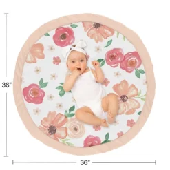 Sweet Jojo Designs Girl Baby Tummy Time Playmat Watercolor Floral Peach Green And White -Smart Baby Decor GUEST 952f8f8b 2b32 49fe 8ba6 a5a178618fc2
