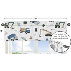 Sweet Jojo Designs Window Valance Treatment 54in. Construction Truck Green Blue And Grey -Smart Baby Decor GUEST 9601865a 29e0 4fe8 88ed d483372c68ac