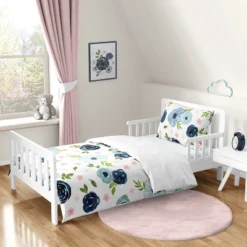 Sweet Jojo Designs Girl Toddler Bedding Set Watercolor Floral Blue Pink And White 5pc -Smart Baby Decor GUEST 96f093c6 3d6f 4e5d bccb af3dbf2607f2